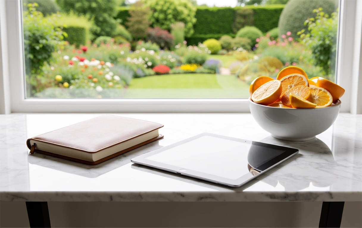 Minimalist wellness workspace